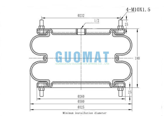 GUOMAT 12X2 Air Spring Flange Assembly SP1541 Dunlop FD 412-22 DS Kantong Udara Industri Contitech