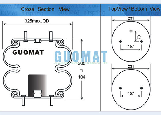FD 330-22 337 Contitech Double Convoluted Industrial Air Spring W01-358-7401 Balon Udara Firestone Dengan Koneksi Stud