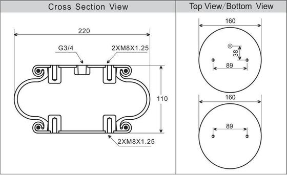 W01-M58-6374 Air Spring Single Convoluted Universal Air Suspension Untuk Mesin Industri