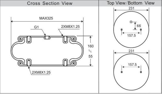 Kantong Suspensi Udara Tunggal Terbungkus Air Spring Untuk Penyerapan Kejut Peralatan Industri