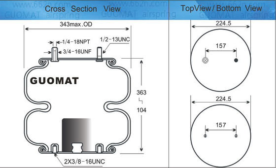 FD 331-26 541 Contitech Air Spring Triangle 6375 / 4480 Airbag Berliku Ganda Untuk Histeer 10315