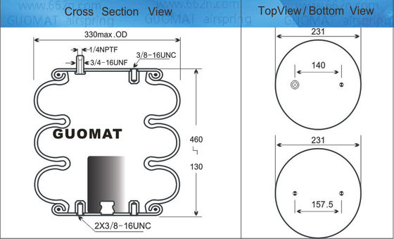 W013587994 Firestone Air Springs Goodyear 3B12-328 Segitiga Air Spring Industri 4546/6364
