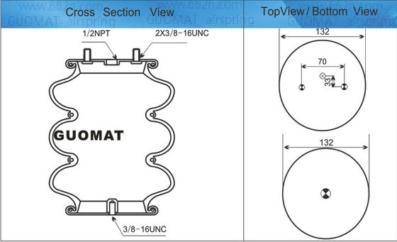 GUOMAT Ais Shock Suspension 7X3 Triple Convoluted Type Air Spring Untuk Kendaraan Militer