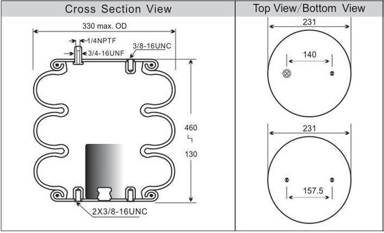 Goodyear 3B12-328 Suspensi Udara Bellow 1/4NPTF Pegas Udara OEM W01-358-7994