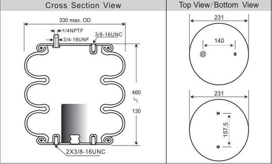 Goodyear 3B12-329 Suspensi Air Spring Convoluted Type Air Bellow Karet Alam