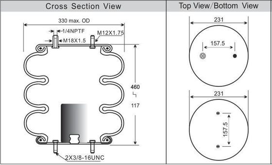 Contitech Air Bellows FT 330-29 520 Air Ride Suspension Untuk Isolasi Mesin
