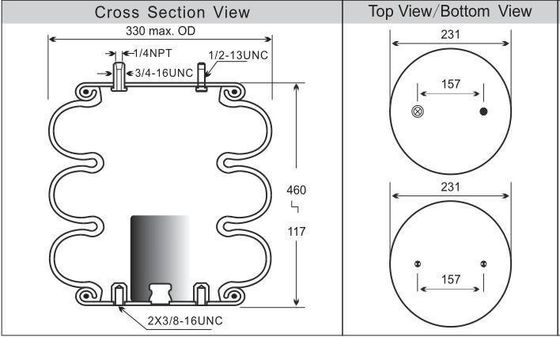 W01-358-8029 Firestone Suspension Air Spring Tiga Aktuator Udara Berbelit-belit