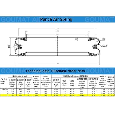 Yokohama S-400-2R S400-2R Guomat F-400-2 Pegas Udara Tekan Karet