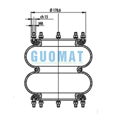 GUOMAT 2H235152 Flange Air Spring Replacements T291/2 Airbag Industri Berlapis Ganda Volvo 365461