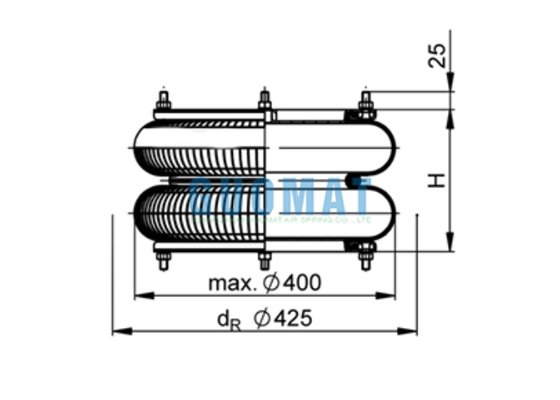 FD 614-26 Contitech Flange Air Spring 14 "1/2x2 Karet Air Bellow Untuk Mesin Karton Membuat