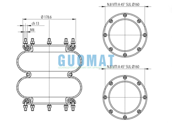 291.2.201 T291/2 Balon Suspensi Udara 365461 VOLVO Air Spring Terbentuk 81720882 LANCIA