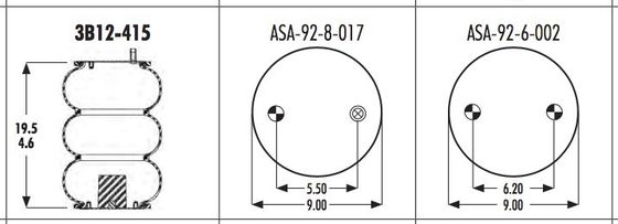 3B12-415 Goodyear Air Springs Suspension 578-93-3-105 FIRESTONE W013588038