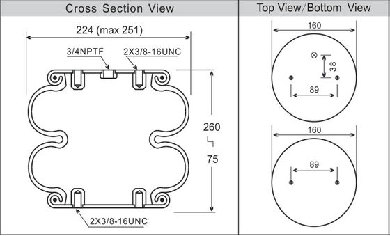 Industrial Double Air Spring W01-358-6900 Suspensi Udara Tipe Berbelit-belit