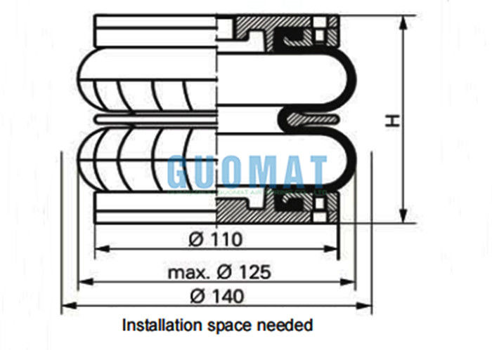 WBZ 140-E1 Karet Air Bergelombang G3/8 Weforma Helper Springs Pneumatik