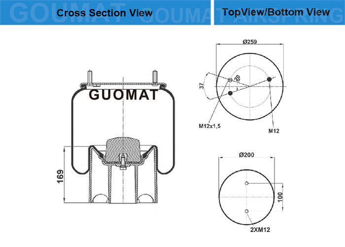 2122 9214 Truk ROR / Meritor Air Springs W01-M58-8608 Untuk Bevola 052360