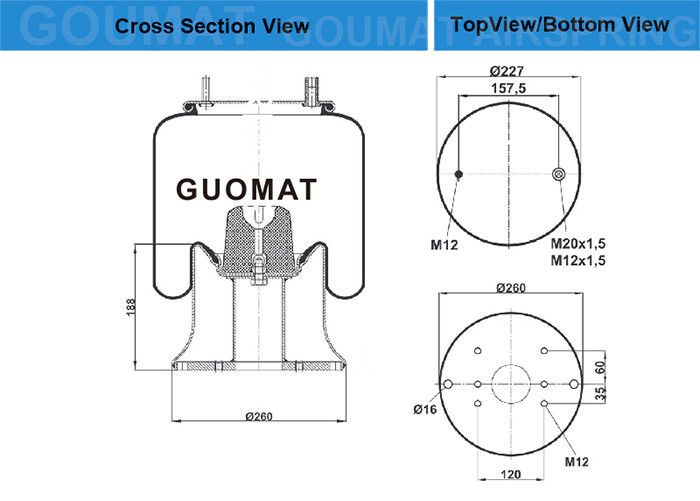 Airtech 34159 K / 130422 Air Supension Spring Bag Untuk Truk Dengan Jembatan Terapung