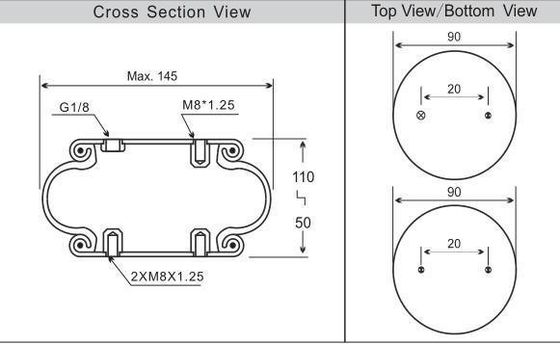 Contitech FS 40-6 1/8 M8 Phoenix SP1B04 Air Suspension Single Bellow Airbag