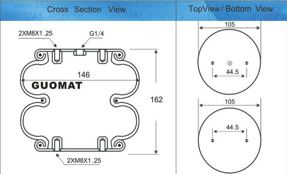 G1/4 Air Inlet Suspension Air Spring FD 70-13 Contitech Air Shock yang berliku