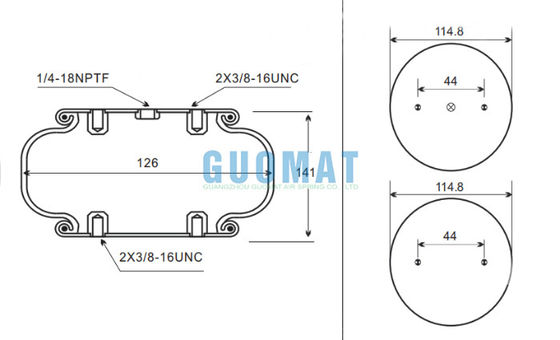 W01-358-7725 Pegas Industri Tunggal Bergelombang Udara 141mm Tinggi Desain Untuk Peralatan Elektronik