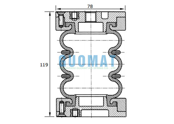 FT22-6 DI Contitech Industrial Rubber Air Spring 2 3/4 " x 3 Pneumatic Air Bag Untuk Platform Angkat