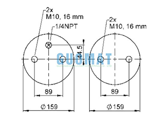 FD 200-19 1/4 M10 Contitech Suspensi Guncangan Udara 72047 Pegas Udara Bergelombang Ganda