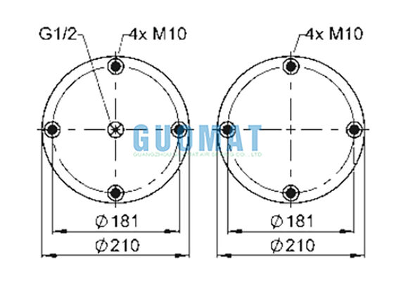 10''X2 Peredam Karet Isi Gas FD 210-22 1/2 M10 Contitech Flange Pegas Udara Industri