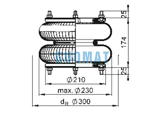 10''X2 Peredam Karet Isi Gas FD 210-22 1/2 M10 Contitech Flange Pegas Udara Industri