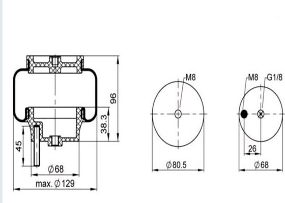 SZ51-8 Contitech Air Spring Replacement G1/8 Air Fitting Truck Cab Air Shock Absorber