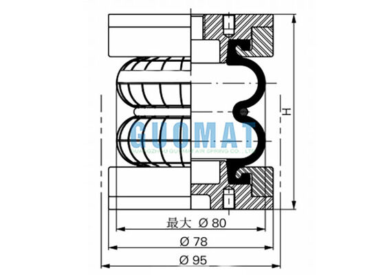 2 3/4" x 2 Karet Di Bawah FD 22-4 DI CR Contitech Kantung Udara Isolasi Getaran Presisi