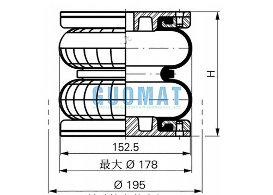 6" x 2 Air Rubber FD 76-14 DI CR Contitech Double Convoluted Type Air Spring Supplier